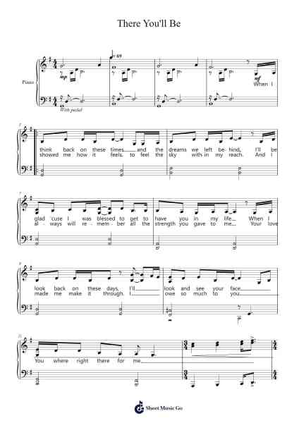 There You'll Be Sheet Music by Tim McGraw-Arr.Haletra Kimstone