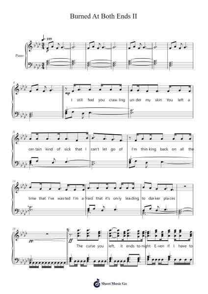 Burned At Both Ends II Sheet Music by Motionless In White-Arr.Pearroe