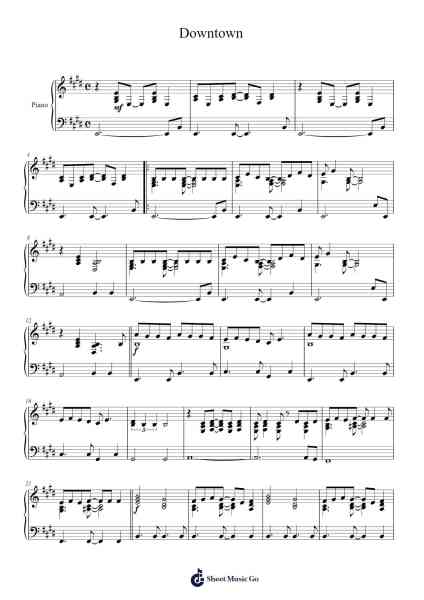 Downtown Sheet Music by Petula Clark-Arr.Swinale Reedria