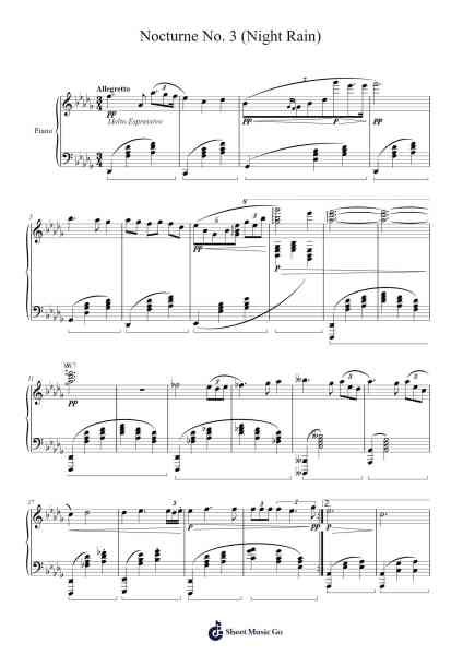Nocturne No. 3 "Night Rain" Sheet Music by Belbruce-Arr.Francesyves