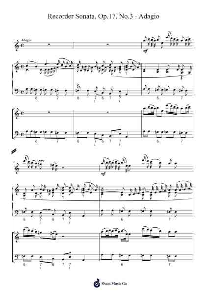 Recorder Sonata in F Major, Op. 17, No. 3: II. Adagio Sheet Music by Johann Christian Schickhardt-Arr.Morecius Wake