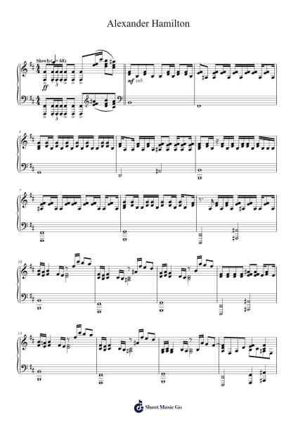 Alexander Hamilton Sheet Music by Lin-Manuel Miranda-Arr.Anolds