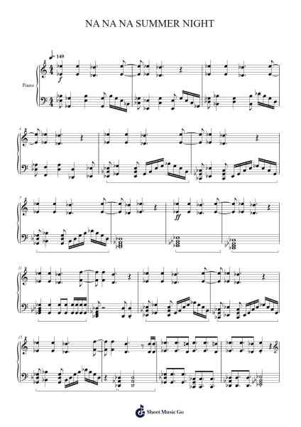 NA NA NA SUMMER NIGHT Sheet Music by Crazy:B-Arr.Longbohm