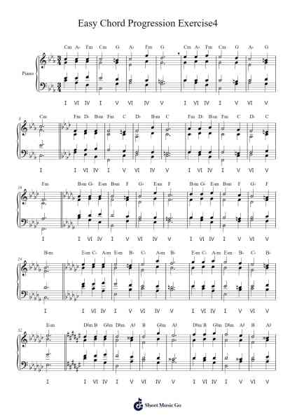 Easy Chord Progression Exercise4 Sheet Music by -Arr.Bairdbian Lystan