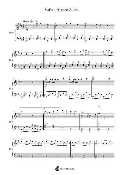 Sofia - Alvaro Soler Sheet Music by Alvaro Soler-Arr.Vingai Parryl