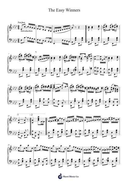 The Easy Winners Sheet Music by Scott Joplin-Arr.Lamshop