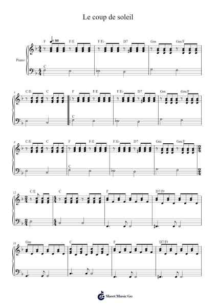 Le coup de soleil Sheet Music by Riccardo Cocciante-Arr.Franling Godrwood