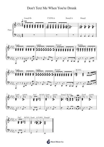 Don't Text Me When You're Drunk Sheet Music by Stacey Ryan-Arr.Anolds
