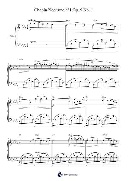 Nocturne in B-flat Minor, Op. 9, No. 1 Sheet Music by Frédéric Chopin-Arr.Junerald
