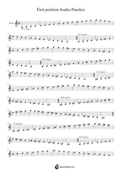 First position Scales Practice Sheet Music by Shesia-Arr.Tensoon Dwightbar