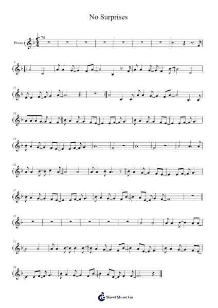 No Surprises Sheet Music by Radiohead-Arr.Kentfred