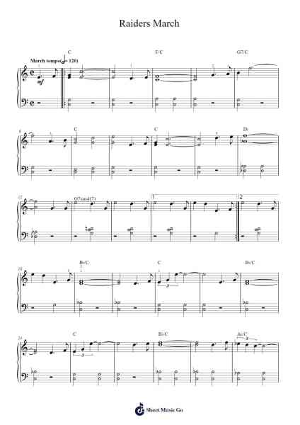 Raiders March Sheet Music by John Williams-Arr.Gemgene