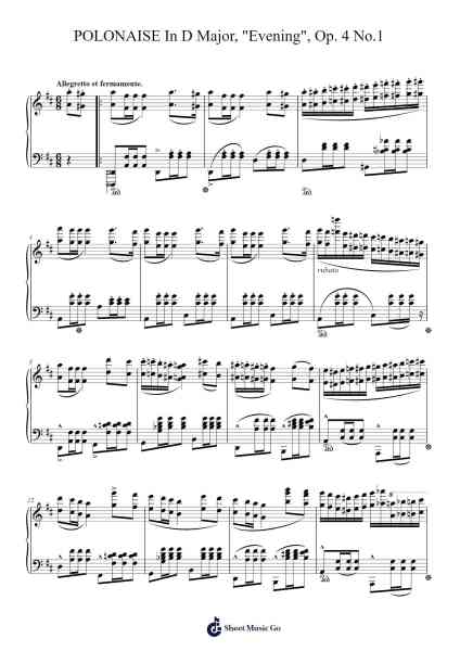 Polonaise in D Major, "Evening", Op. 4 No. 1 Sheet Music by Adegbola Damola Nimi-Arr.Wolflor Coltrid