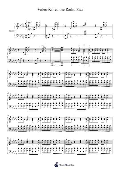 Video Killed the Radio Star Sheet Music by The Buggles-Arr.Hazlius