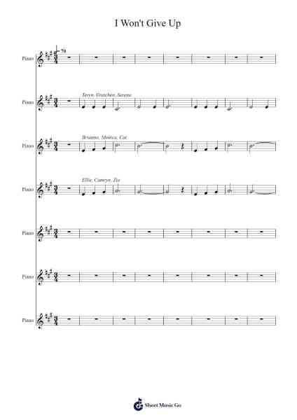 I Won't Give Up Sheet Music by -Arr.Osham Noelchi