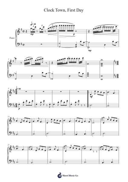 Clock Town, First Day Sheet Music by Koji Kondo-Arr.Brightfrances