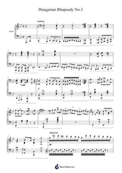 Hungarian Rhapsody No. 3 in D Major, S.244/3 Sheet Music by Franz Liszt-Arr.Vicvey Cotge