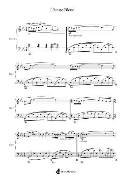 L'heure Bleue Sheet Music by Richard Clayderman-Arr.Robva