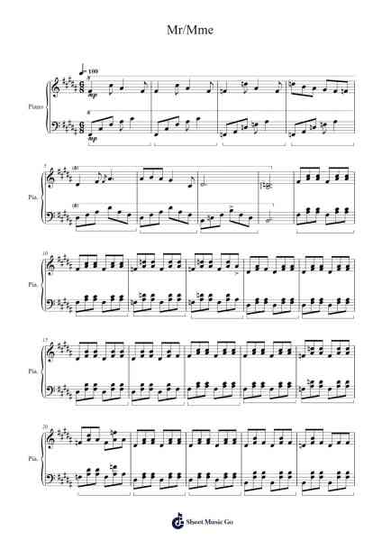 Mr/Mme Sheet Music by Loïc Nottet-Arr.Wano'neil Orn