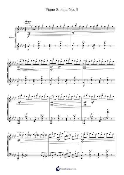 Piano Sonata No. 3 Sheet Music by Hayreed Toutment-Arr.Greengrant Darvice