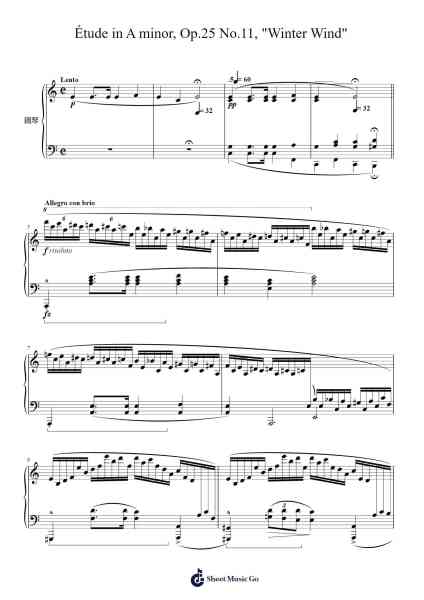 Étude in A minor, Op. 25 No. 11 "Winter Wind" Sheet Music by Frédéric Chopin-Arr.Hooters Xenie