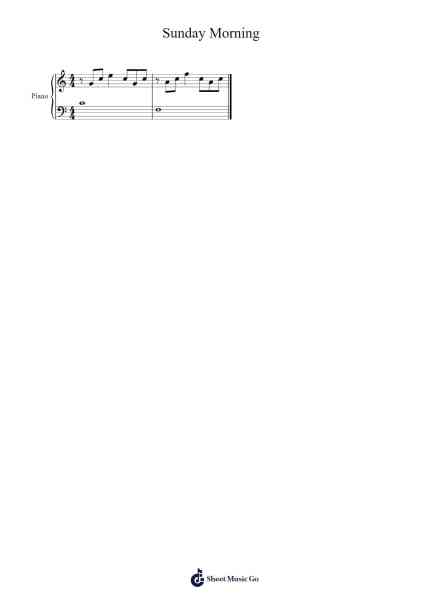 Sunday Morning Musica per pianoforte di The Velvet Underground - Arr.Wildmore Fitchfinn