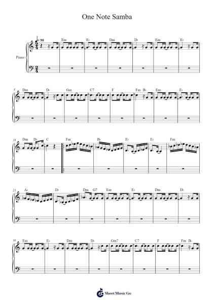 One Note Samba (Samba De Uma Nota So) Sheet Music by Antônio Carlos Jobim-Arr.Joedrich