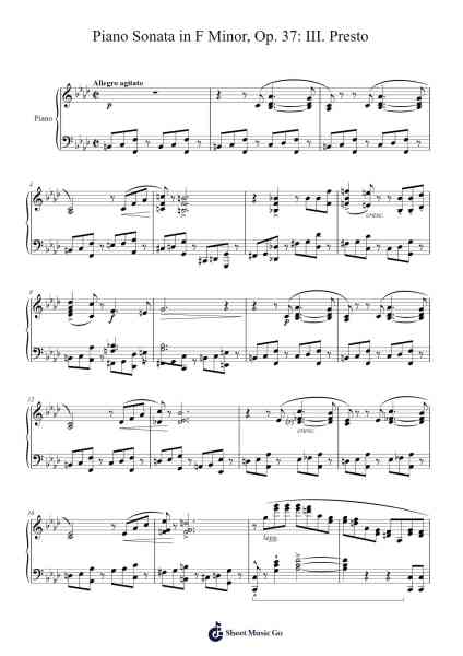 Piano Sonata in F Minor, Op. 37: III. Presto Sheet Music by Julius Schulhoff-Arr.Keatsrid Burnsgo
