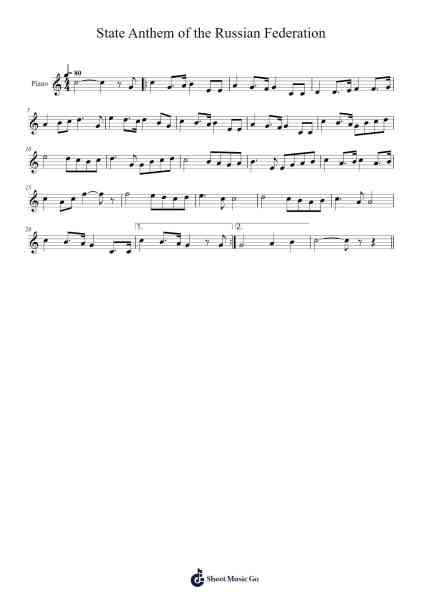 State Anthem of the Russian Federation Sheet Music by Alexander Alexandrov-Arr.Sufe Hodnions
