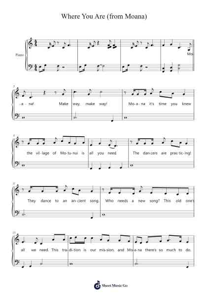 Where You Are (from Moana) Sheet Music by Lin-Manuel Miranda-Arr.Norther