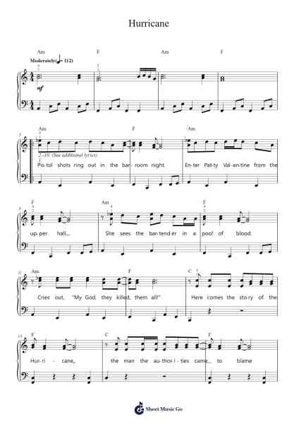 Hurricane Sheet Music by Bob Dylan-Arr.Kathmann