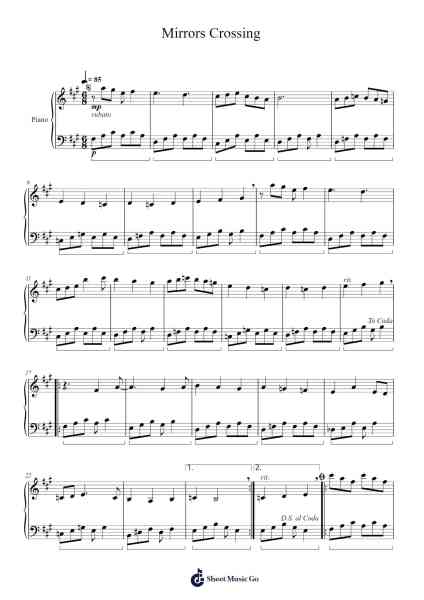 Mirrors Crossing Sheet Music by Akira Kosemura-Arr.Jouboyd Calgel