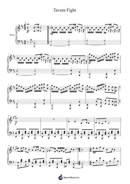 Tavern Fight - Divinity Original Sin 2 Sheet Music by Borislav Slavov-Arr.Xefunk Huttrick