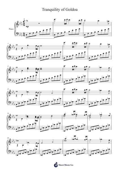 Tranquility of Goldoa Sheet Music by Yoshito Hirano-Arr.Popthus