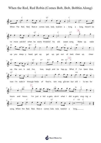 When the Red, Red Robin (Comes Bob, Bob, Bobbin Along) Sheet Music by Harry Woods-Arr.Glosper