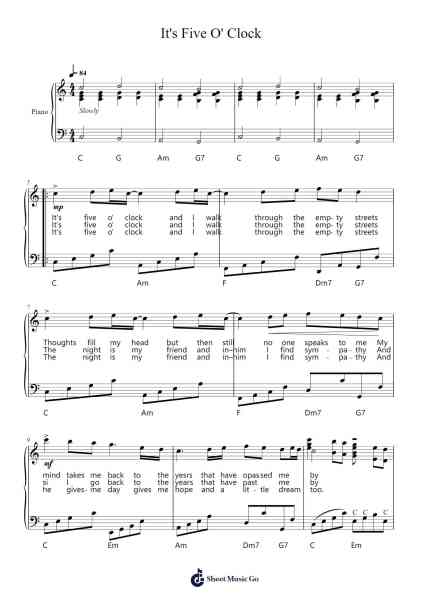 It's Five O' Clock Sheet Music by Aphrodite's Child-Arr.Gunvi Canlin