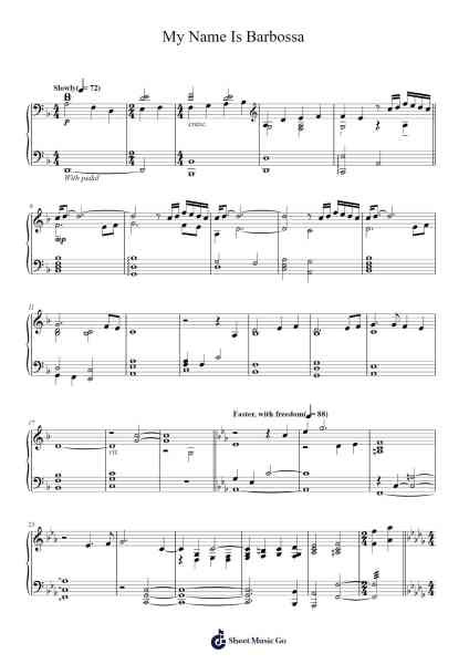 My Name Is Barbossa Sheet Music by Geoff Zanelli-Arr.Faulkvy