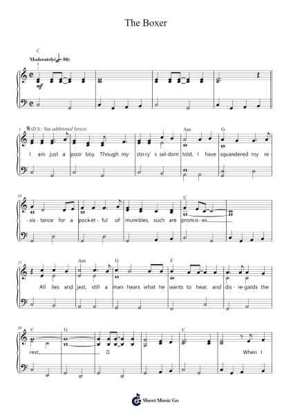 The Boxer Sheet Music by Simon & Garfunkel-Arr.Charwen