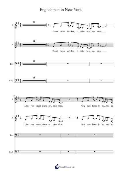 Englishman in New York Sheet Music by Sting-Arr.Nanriah Obrook