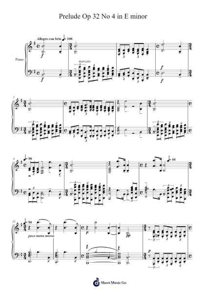 Prelude in E Minor, Op. 32, No. 4 Sheet Music by Sergei Rachmaninoff-Arr.Yulevieve