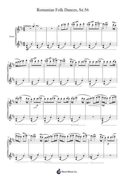 Romanian Folk Dances, Sz.56 Sheet Music by Béla Bartók-Arr.Pulborg Ridean