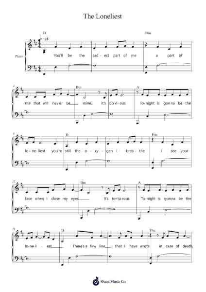 The Loneliest Sheet Music by Måneskin-Arr.Odefred