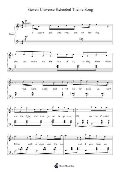 Steven Universe Extended Theme Song Sheet Music by Rebecca Sugar/Aivi & Surrashu-Arr.Dunnnic