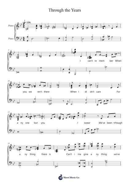 Through the Years Sheet Music by Kenny Rogers-Arr.Caewald Tabpritt