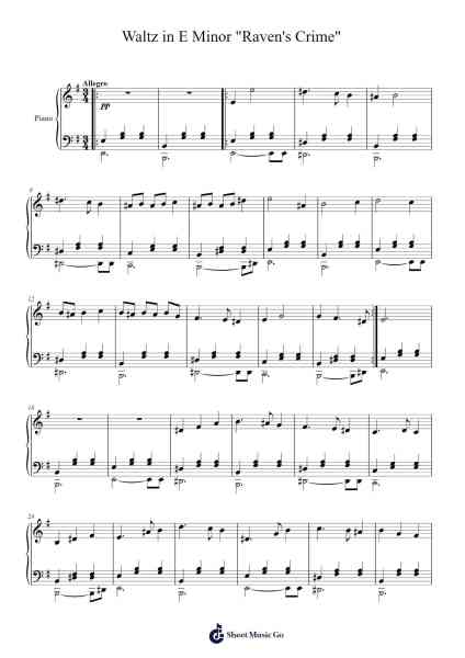 Waltz in E Minor "Raven's Crime" Sheet Music by Ossweet-Arr.Poekirk