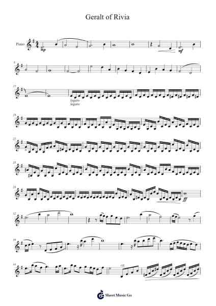 Geralt of Rivia Sheet Music by Marcin Przybyłowicz-Arr.Xanlain Drychel