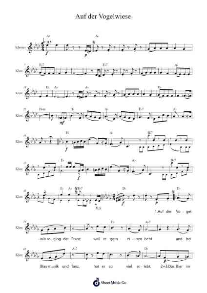 Auf der Vogelwiese Sheet Music by Josef Poncar-Arr.Popthus