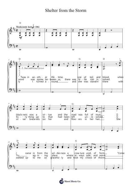 Shelter from the Storm Sheet Music by Bob Dylan-Arr.Wata
