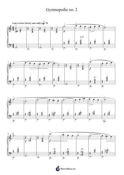Gymnopédies No. 2 Sheet Music by Erik Satie-Arr.Bartrhys Shelcie