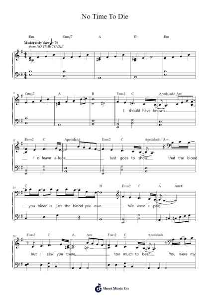 No Time To Die Sheet Music by Billie Eilish-Arr.Keatsrid Burnsgo